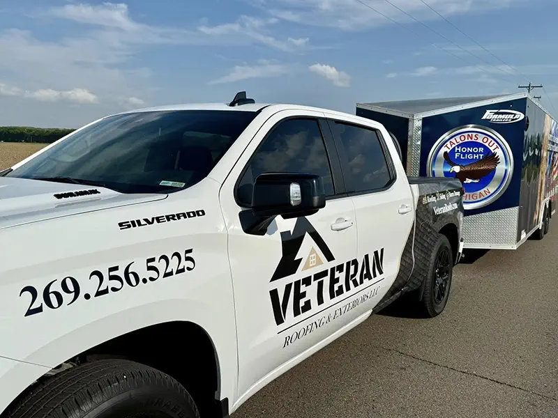 Veteran Roofing pulling the Talons Out Honor Flight.